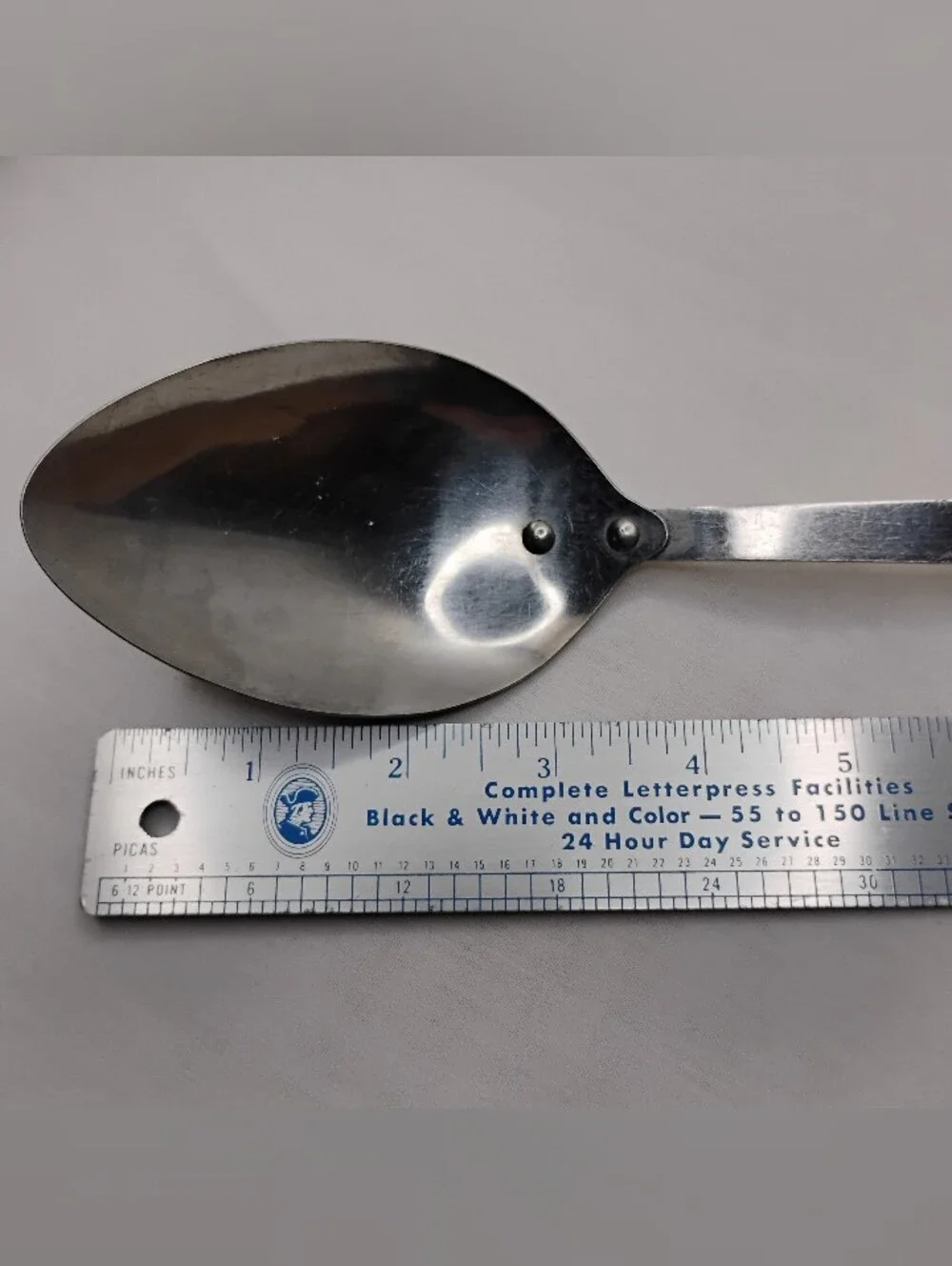 Vintage 70s 80s Household Japan Stainless Steel Metal Serving Spoon Retro Floral